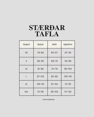 HYBRD stærðartafla